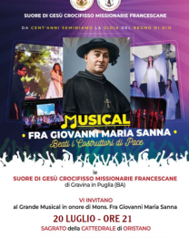 Un musical per celebrare Fra Giovanni Maria Sanna